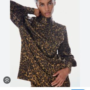 Zara Leopard Print Blouse - Brown and Black
